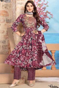 Kinti Gulnaaz Fancy Nayra Cut Kurti with Dupatta Bottom Catalog 6 Pcs