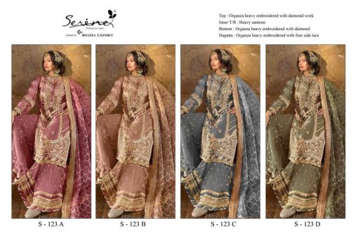 Serene S 123 A D Organza Salwar Suit Catalog 4 Pcs 17 510x340 - Serene S 123 A-D Organza Salwar Suit Catalog 4 Pcs