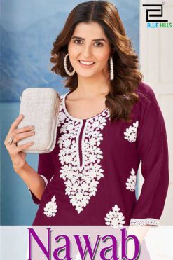 Blue Hills Nawab Rayon Kurti Catalog 6 Pcs