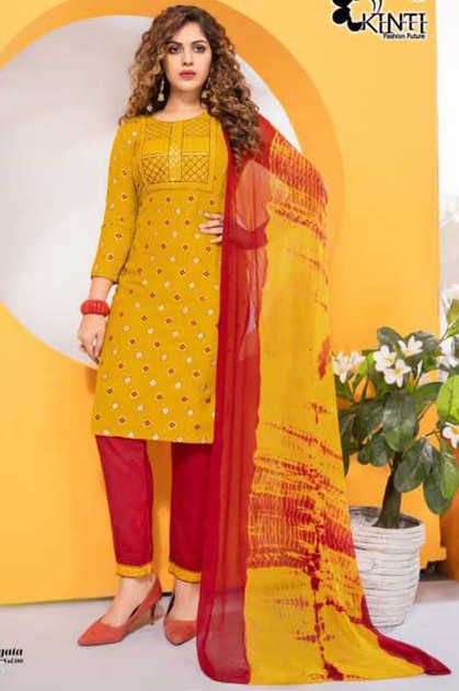 sabhyata by kinti fashion top pant with dupatta catalogue manufacturer surat