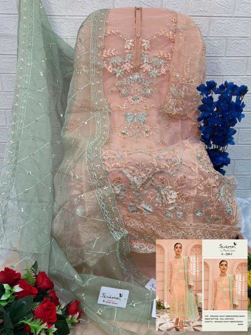 Serene S 220 A D Organza Salwar Suit Catalog 4 Pcs 11 510x680 - Serene S 220 A-D Organza Salwar Suit Catalog 4 Pcs