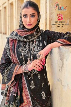 Shree Fabs Bin Saeed Lawn Collection Vol 8 Cotton Salwar Suit Catalog 3 Pcs