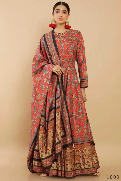 Tejaswee Kalishta Gown with Dupatta Silk Catalog 4 Pcs 5 510x765 - Tejaswee Kalishta Gown with Dupatta Silk Catalog 4 Pcs