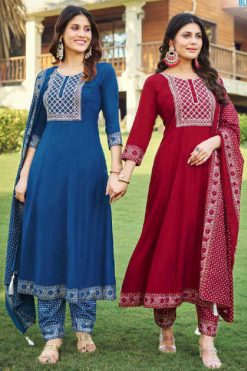 Blue Hills Jailer Vol 3 Kurti with Dupatta Bottom Rayon Catalog 6 Pcs