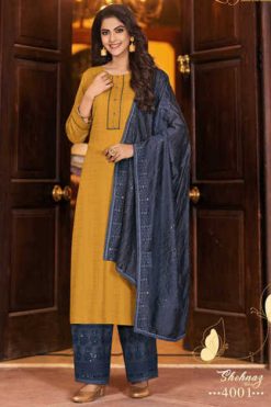 Ladies Flavour Shehnaz Vol 4 Rayon Kurti with Dupatta Bottom Catalog 4 Pcs