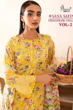 Shree Fabs Sana Safinaz Chikankari Collection Vol 2 Chiffon Cotton Salwar Suit Catalog 6 Pcs