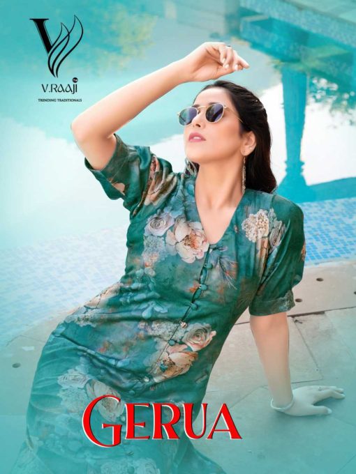 V Raaji Gerua Satin Kurti Catalog 4 Pcs 1 510x680 - V Raaji Gerua Satin Kurti Catalog 4 Pcs