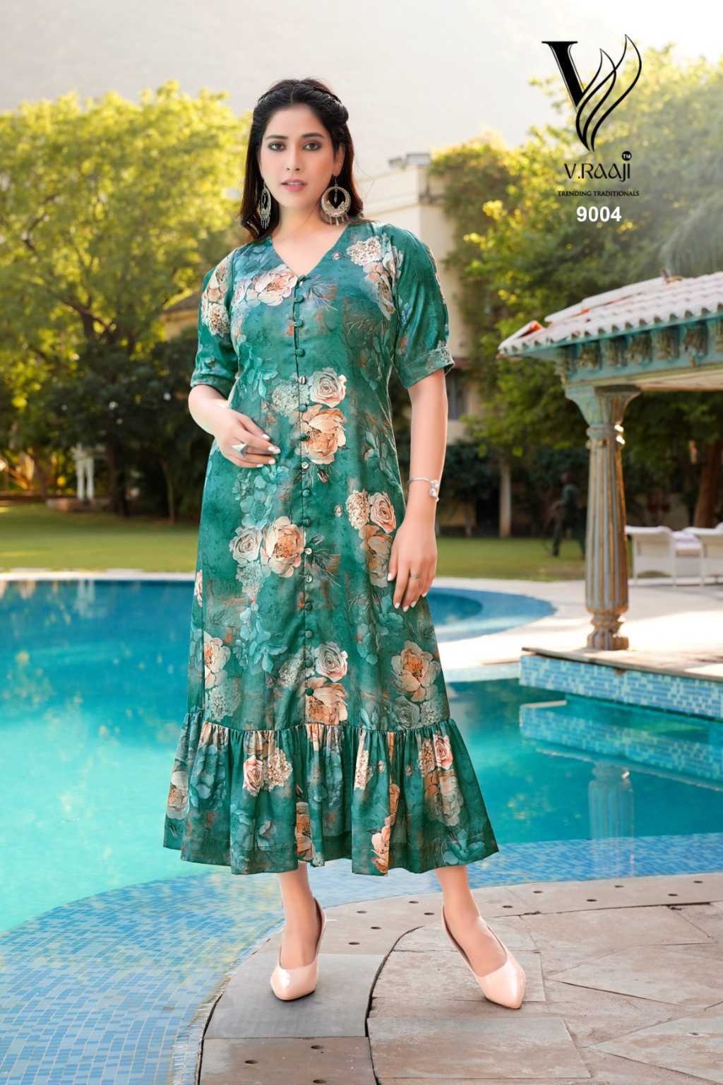 Mark your style with this fashionable beige & green satin kurti featuring a  printed beige upper yoke &… | Designer kurti patterns, Long kurti designs, Kurti  designs