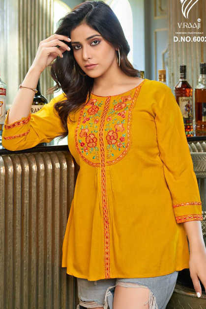 Wooglee Rangmunch Viscose Rayon Anarkali Kurti On Wholesale