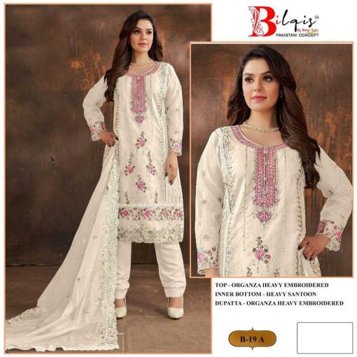 Bilqis B 19 A D Organza Salwar Suit Catalog 4 Pcs 1 510x510 - Bilqis B 19 A-D Organza Salwar Suit Catalog 4 Pcs