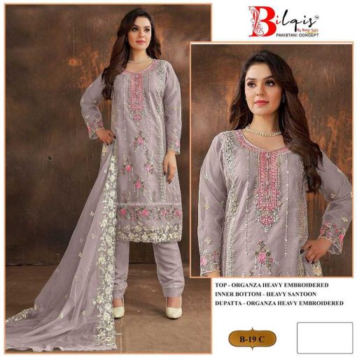 Bilqis B 19 A D Organza Salwar Suit Catalog 4 Pcs 3 510x510 - Bilqis B 19 A-D Organza Salwar Suit Catalog 4 Pcs