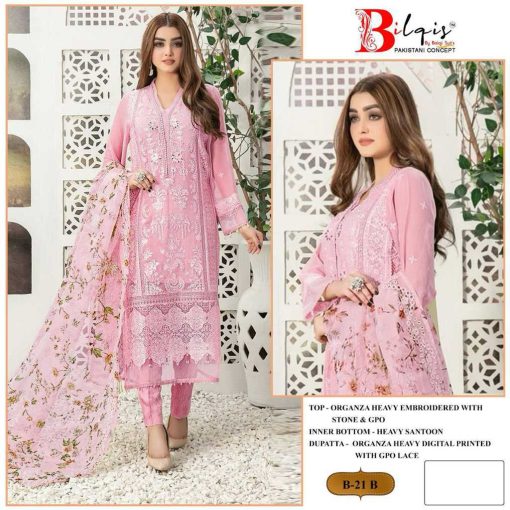 Bilqis B 21 A D Organza Salwar Suit Catalog 4 Pcs 2 510x510 - Bilqis B 21 A-D Organza Salwar Suit Catalog 4 Pcs