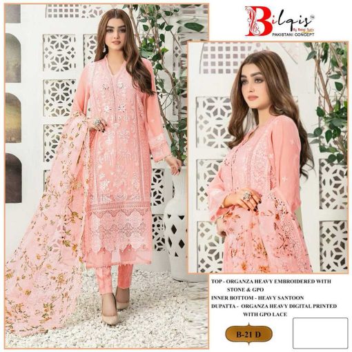 Bilqis B 21 A D Organza Salwar Suit Catalog 4 Pcs 4 510x510 - Bilqis B 21 A-D Organza Salwar Suit Catalog 4 Pcs