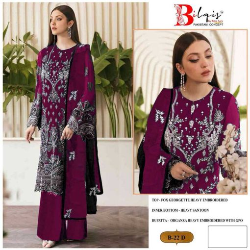 Bilqis B 22 A D Georgette Salwar Suit Catalog 4 Pcs 4 510x510 - Bilqis B 22 A-D Georgette Salwar Suit Catalog 4 Pcs