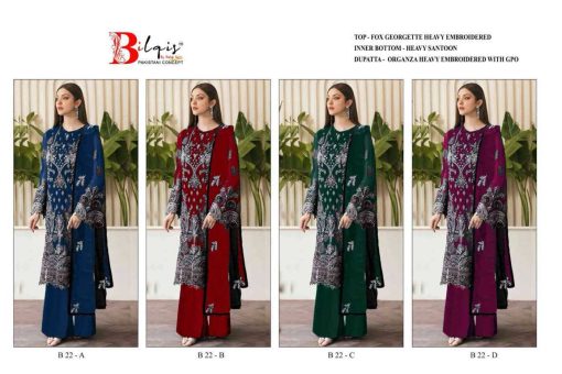 Bilqis B 22 A D Georgette Salwar Suit Catalog 4 Pcs 5 510x340 - Bilqis B 22 A-D Georgette Salwar Suit Catalog 4 Pcs