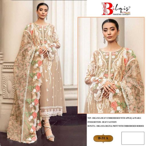 Bilqis B 31 A D Organza Salwar Suit Catalog 4 Pcs 1 510x510 - Bilqis B 31 A-D Organza Salwar Suit Catalog 4 Pcs