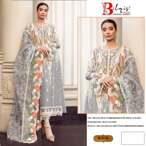 Bilqis B 31 A D Organza Salwar Suit Catalog 4 Pcs 2 510x510 - Bilqis B 31 A-D Organza Salwar Suit Catalog 4 Pcs