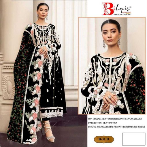 Bilqis B 31 A D Organza Salwar Suit Catalog 4 Pcs 4 510x510 - Bilqis B 31 A-D Organza Salwar Suit Catalog 4 Pcs