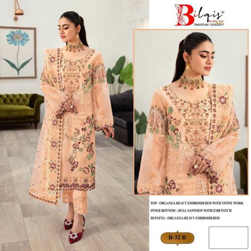 Bilqis B 32 A D Organza Salwar Suit Catalog 4 Pcs 2 510x510 - Bilqis B 32 A-D Organza Salwar Suit Catalog 4 Pcs