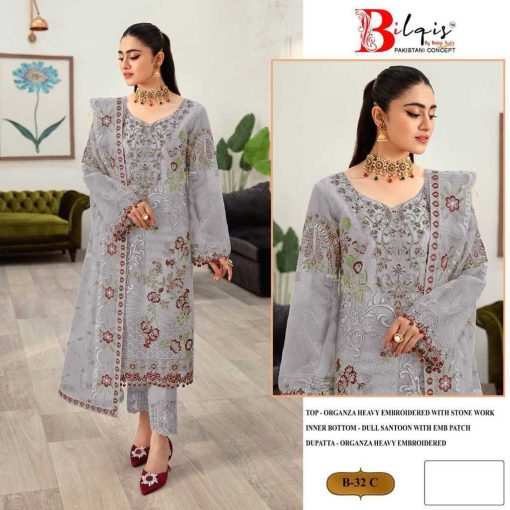 Bilqis B 32 A D Organza Salwar Suit Catalog 4 Pcs 3 510x510 - Bilqis B 32 A-D Organza Salwar Suit Catalog 4 Pcs