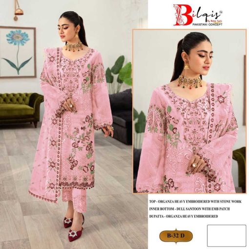 Bilqis B 32 A D Organza Salwar Suit Catalog 4 Pcs 4 510x510 - Bilqis B 32 A-D Organza Salwar Suit Catalog 4 Pcs