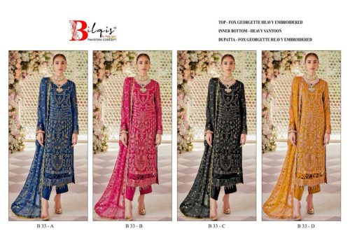 Bilqis B 33 A D Georgette Salwar Suit Catalog 4 Pcs 5 510x340 - Bilqis B 33 A-D Georgette Salwar Suit Catalog 4 Pcs