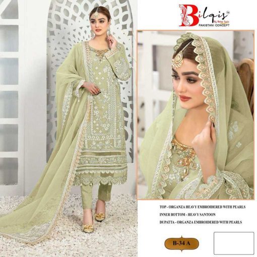 Bilqis B 34 A D Organza Salwar Suit Catalog 4 Pcs 1 510x510 - Bilqis B 34 A-D Organza Salwar Suit Catalog 4 Pcs