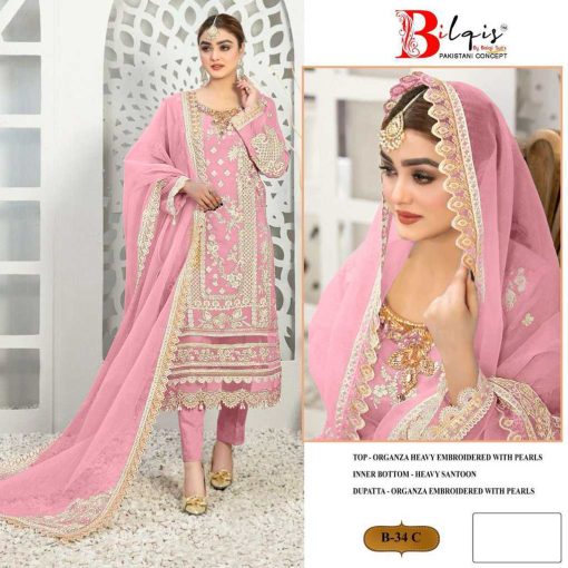 Bilqis B 34 A D Organza Salwar Suit Catalog 4 Pcs 3 510x510 - Bilqis B 34 A-D Organza Salwar Suit Catalog 4 Pcs