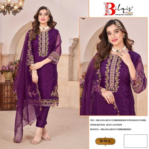 Bilqis B 36 A D Organza Salwar Suit Catalog 4 Pcs 1 510x510 - Bilqis B 36 A-D Organza Salwar Suit Catalog 4 Pcs