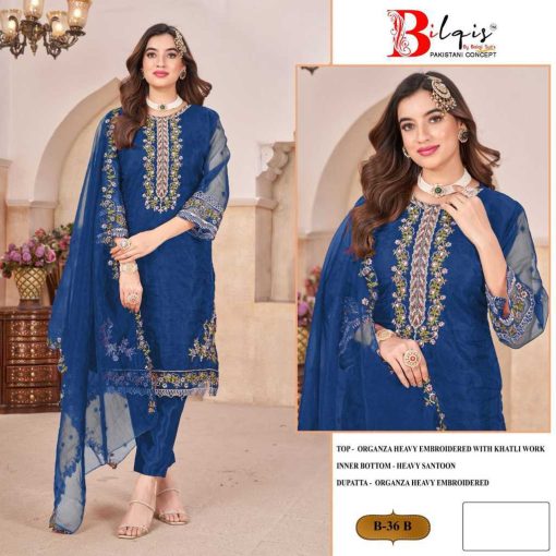 Bilqis B 36 A D Organza Salwar Suit Catalog 4 Pcs 2 510x510 - Bilqis B 36 A-D Organza Salwar Suit Catalog 4 Pcs