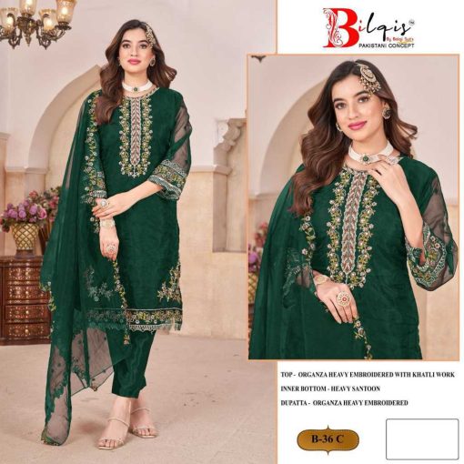 Bilqis B 36 A D Organza Salwar Suit Catalog 4 Pcs 3 510x510 - Bilqis B 36 A-D Organza Salwar Suit Catalog 4 Pcs