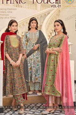 Passion Tree Ethnic Touch Vol 1 Kurti with Dupatta Bottom Cotton Catalog 8 Pcs