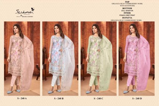 Serene S 240 A D Organza Salwar Suit Catalog 4 Pcs 5 510x340 - Serene S 240 A-D Organza Salwar Suit Catalog 4 Pcs