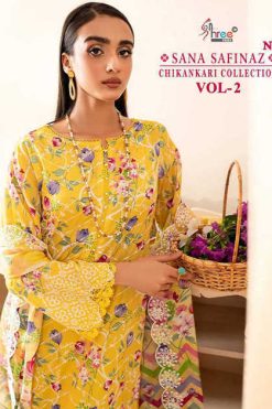 Shree Fabs Sana Safinaz Chikankari Collection Vol 2 NX Chiffon Cotton Salwar Suit Catalog 4 Pcs