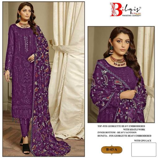 Bilqis B 43 A D Georgette Salwar Suit Catalog 4 Pcs 4 510x510 - Bilqis B 43 A-D Georgette Salwar Suit Catalog 4 Pcs