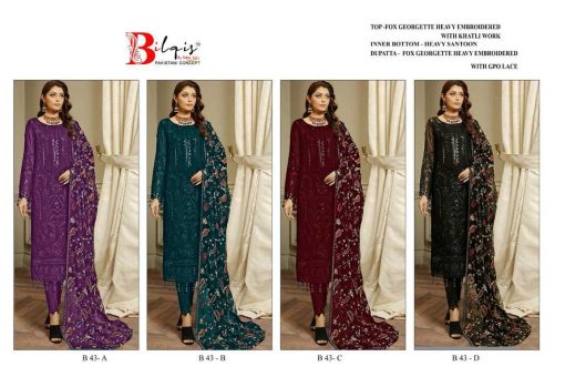 Bilqis B 43 A D Georgette Salwar Suit Catalog 4 Pcs 5 510x340 - Bilqis B 43 A-D Georgette Salwar Suit Catalog 4 Pcs