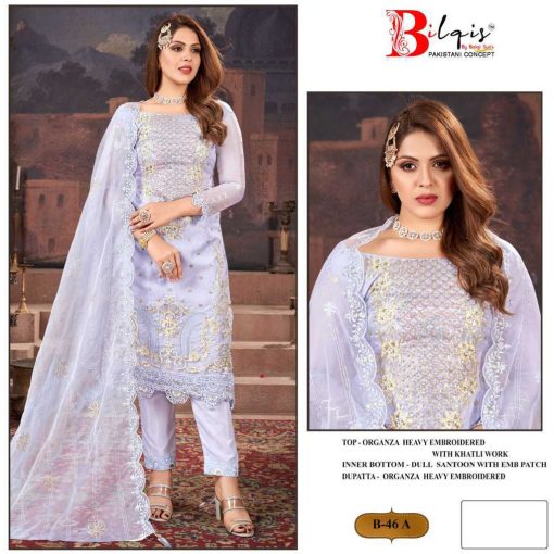 Bilqis B 46 A D Organza Salwar Suit Catalog 4 Pcs 1 510x510 - Bilqis B 46 A-D Organza Salwar Suit Catalog 4 Pcs