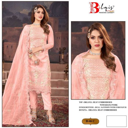 Bilqis B 46 A D Organza Salwar Suit Catalog 4 Pcs 3 510x510 - Bilqis B 46 A-D Organza Salwar Suit Catalog 4 Pcs