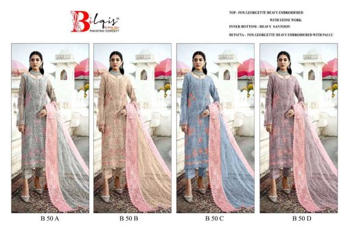 Bilqis B 50 A D Georgette Salwar Suit Catalog 4 Pcs 5 510x340 - Bilqis B 50 A-D Georgette Salwar Suit Catalog 4 Pcs