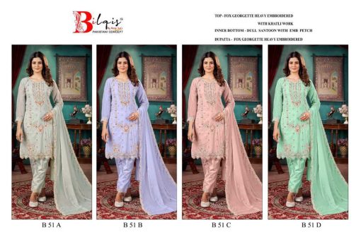 Bilqis B 51 A D Georgette Salwar Suit Catalog 4 Pcs 5 510x340 - Bilqis B 51 A-D Georgette Salwar Suit Catalog 4 Pcs