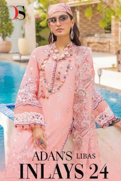 Deepsy Adan's Libas Inlays Vol 24 Cotton Salwar Suit Catalog 4 Pcs