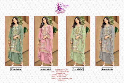 Dinsaa DS 240 A D Organza Salwar Suit Catalog 4 Pcs 17 510x340 - Dinsaa DS 240 A-D Organza Salwar Suit Catalog 4 Pcs
