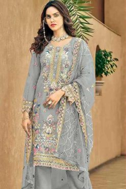 Dinsaa DS 240 A-D Organza Salwar Suit Catalog 4 Pcs