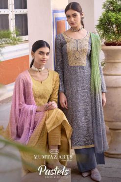Mumtaz Arts Pastels Satin Salwar Suit Catalog 6 Pcs