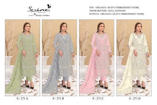 Serene S 271 A D Organza Salwar Suit Catalog 4 Pcs 5 510x340 - Serene S 271 A-D Organza Salwar Suit Catalog 4 Pcs