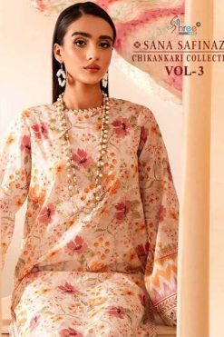 Shree Fabs Sana Safinaz Chikankari Collection Vol 3 Chiffon Cotton Salwar Suit Catalog 5 Pcs