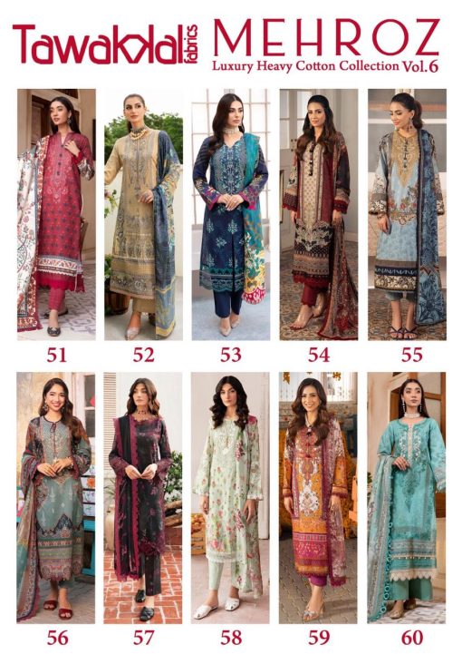 Tawakkal Mehroz Luxury Heavy Cotton Collection Vol 6 Salwar Suit Catalog 10 Pcs 21 510x721 - Tawakkal Mehroz Luxury Heavy Cotton Collection Vol 6 Salwar Suit Catalog 10 Pcs