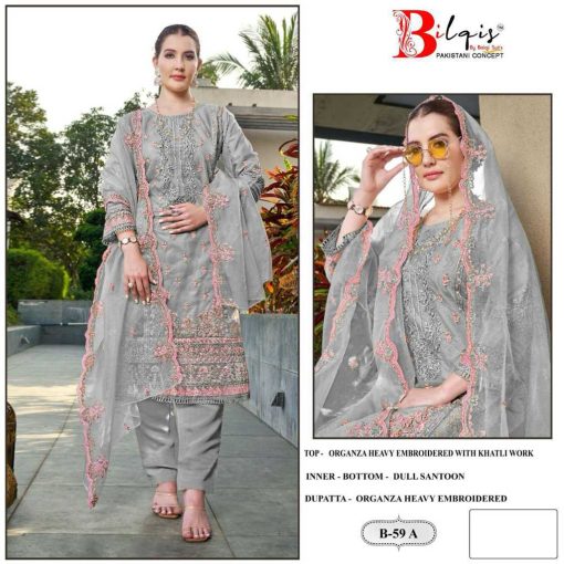 Bilqis B 59 A D Organza Salwar Suit Catalog 4 Pcs 1 510x510 - Bilqis B 59 A-D Organza Salwar Suit Catalog 4 Pcs