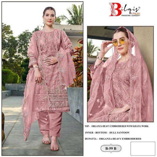 Bilqis B 59 A D Organza Salwar Suit Catalog 4 Pcs 2 510x510 - Bilqis B 59 A-D Organza Salwar Suit Catalog 4 Pcs