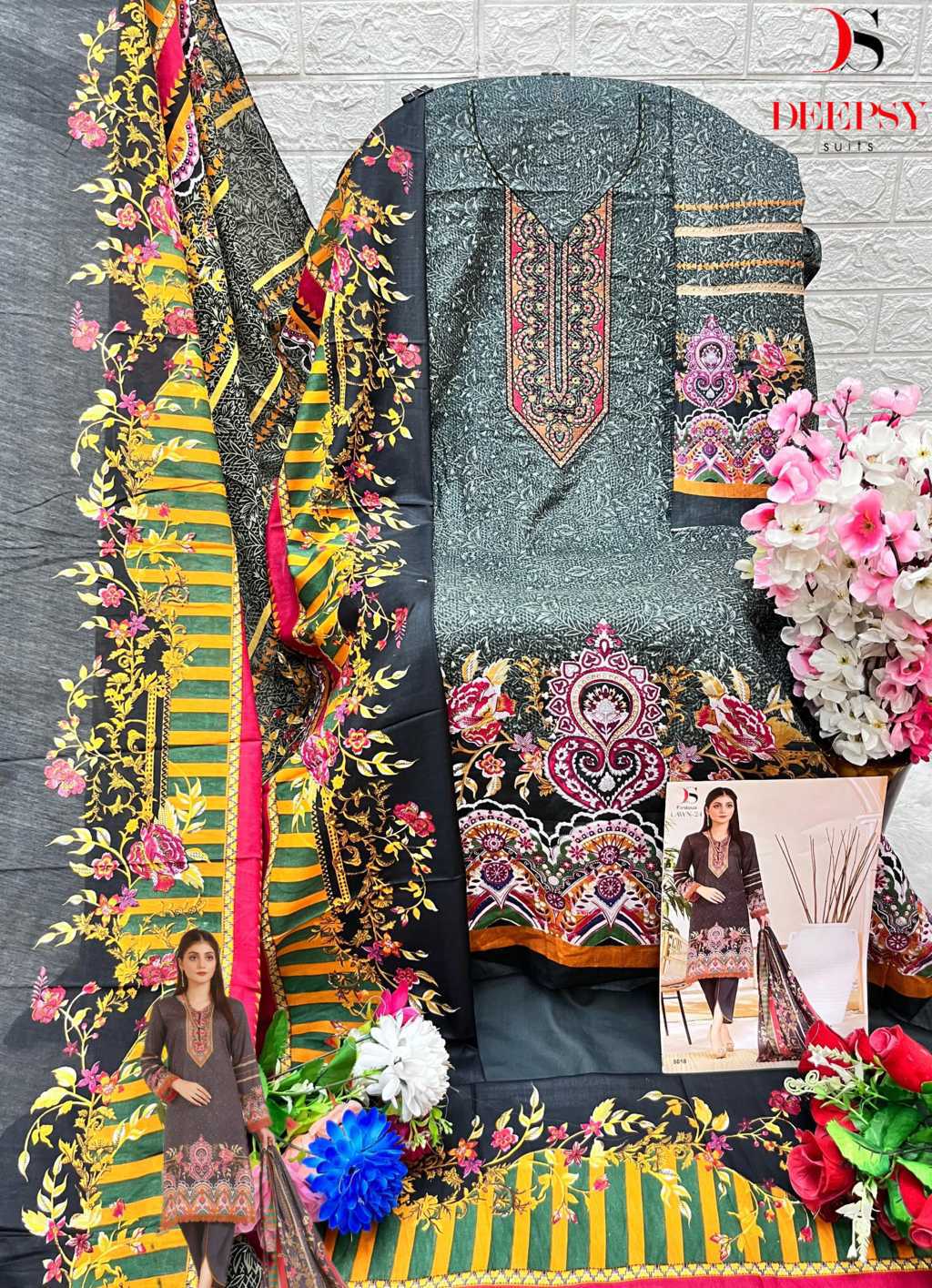 Deepsy Firdous Lawn Vol 24 Chiffon Cotton Salwar Suit Catalog 8 Pcs Suratfabric